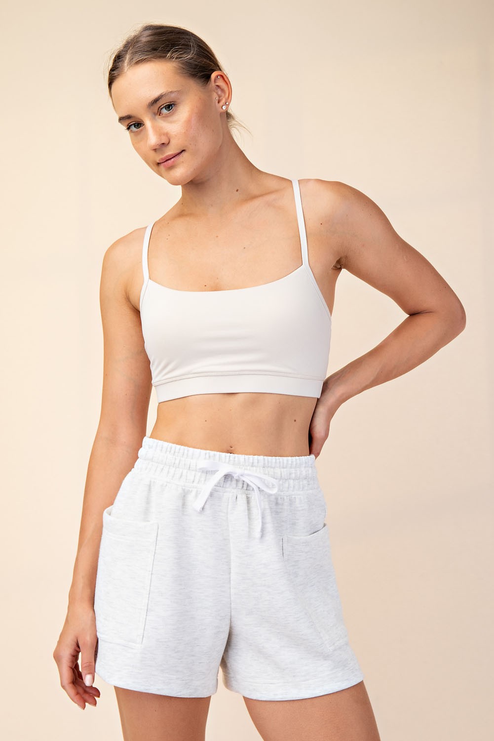 Heather Grey Patch Pocket Shorts