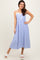 Blue Gingham Smocked Trim Midi Dress