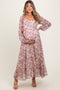 Mauve Floral Floral Chiffon Maternity Maxi Dress