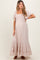 Cream Smocked Cotton Flutter Sleeve Maternity Maxi Dress
