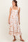 Brown Floral Ruffle Strap Tiered Midi Dress