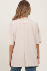 Light Beige Mineral Wash Crochet Pocket Maternity Top