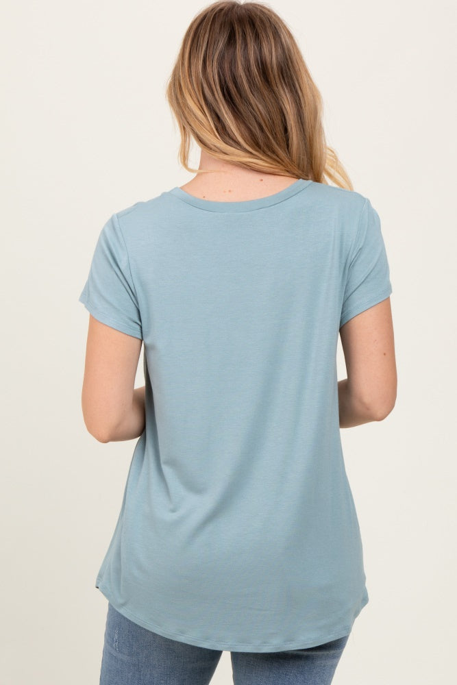 Sage Round Neck Nursing Pocket T-Shirt
