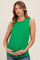 Green Textured Knit Sleeveless Maternity Top