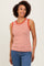 Rust Striped Knit Scallop Trim Sleeveless Top