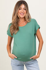 Light Olive Key Hole Back Detail Maternity Top