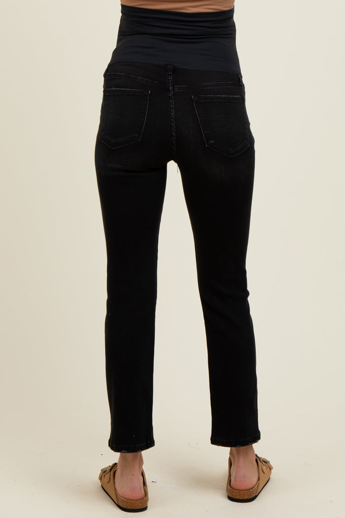 Black Ankle Slim Straight Leg Maternity Jeans