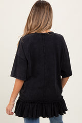 Black Relaxed Ruffled Tunic Maternity Top