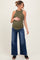 Navy Distressed Raw Hem Wide Leg Maternity Jeans