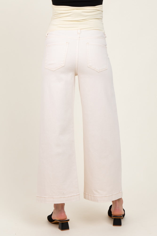 Ivory Ankle Wide Leg Maternity Jeans