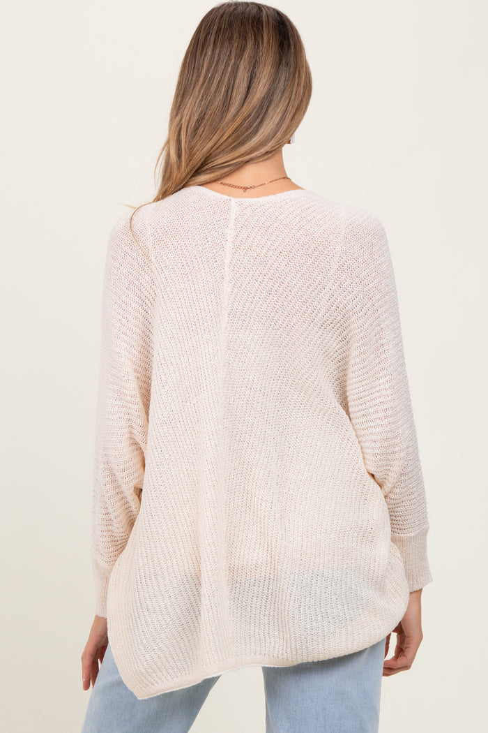 White Knit Open Front Maternity Cardigan