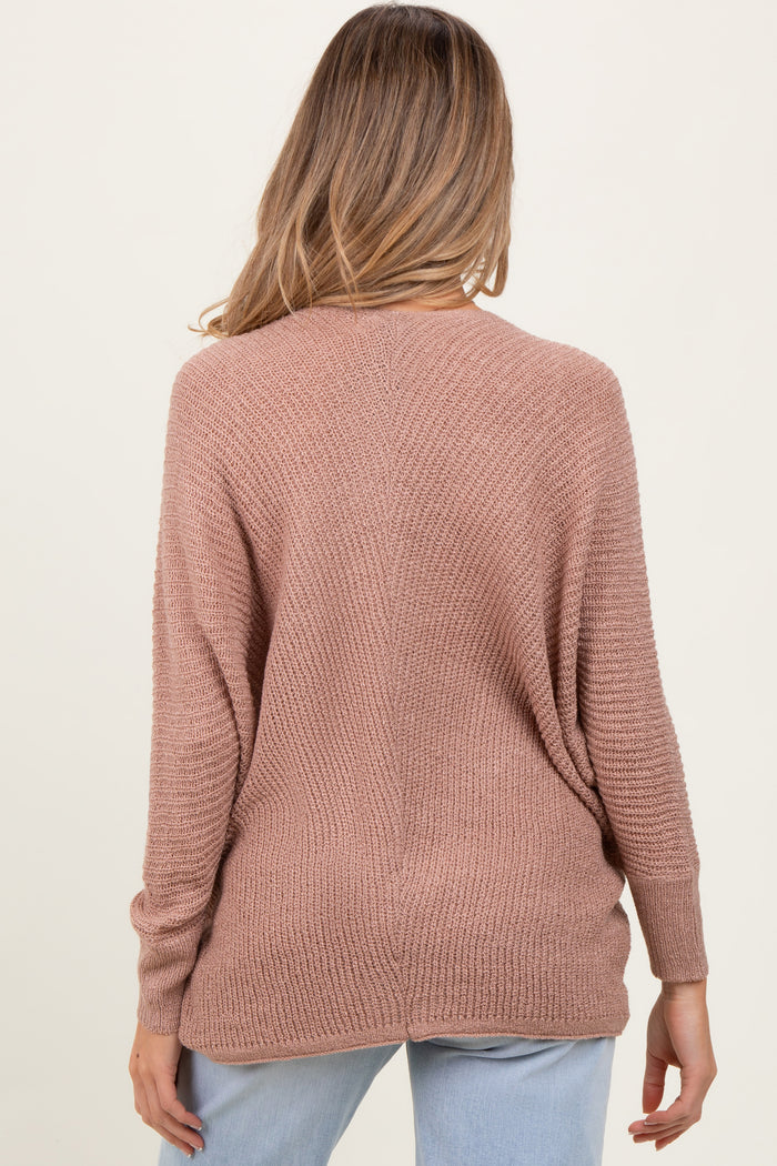 Mocha Knit Open Front Maternity Cardigan