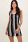 Black Multi-Striped Knit Sleeveless Mini Dress