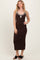 Brown Knit Key Hole Detail Low Back Midi Dress
