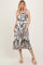 Black Floral Scallop Trim Midi Dress