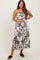 Black Floral Scallop Trim Maternity Midi Dress
