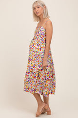 Ivory Floral Cami Strap Maternity Midi Dress