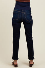 Navy Blue Classic Ankle Slim Straight Leg Maternity Jeans