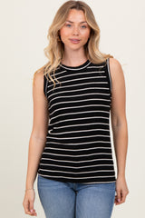 Black/Ivory Stripe Knitted Tank Top