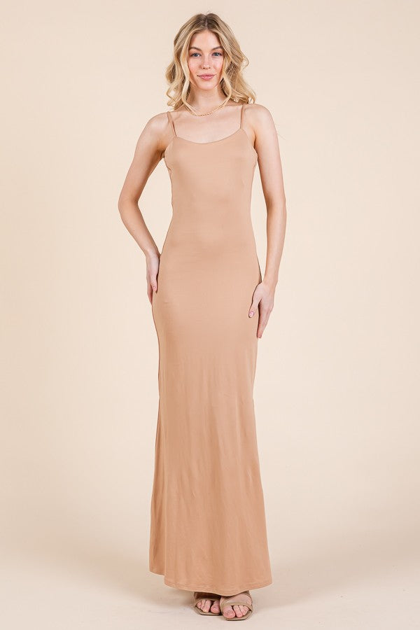 Beige Backless Fishtail Sleeveless Maternity Maxi Dress
