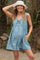Light Blue Floral Chambray Pleat Front Maternity Romper
