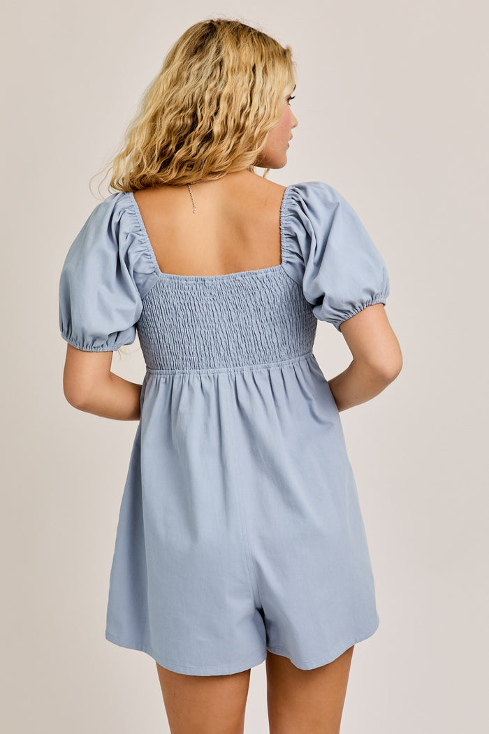Light Blue Front Tie Romper