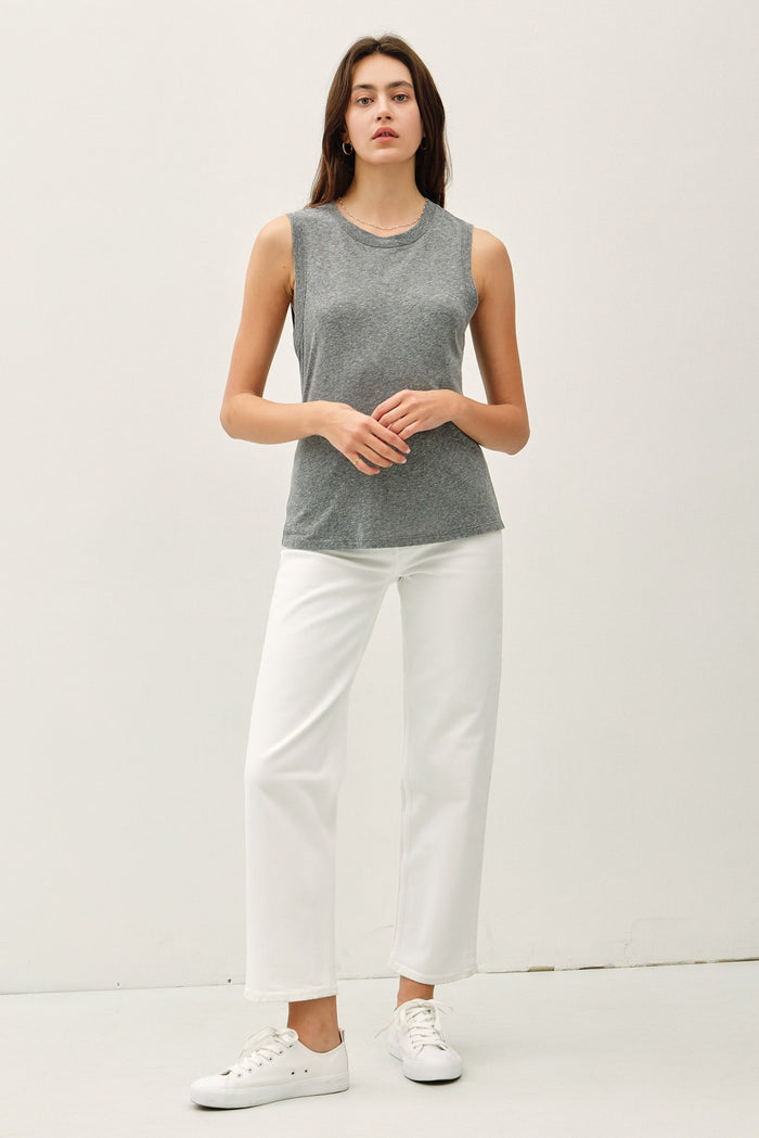 Heather Grey Basic Crew Neck Tank