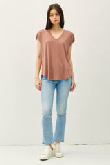 Brown V-Neck Top