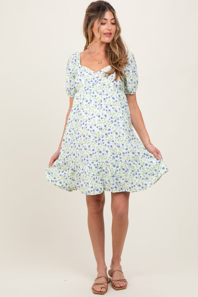 Lavender Floral Babydoll Maternity Mini Dress