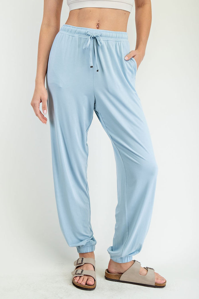 Light Blue Drawstring Jogger Pants