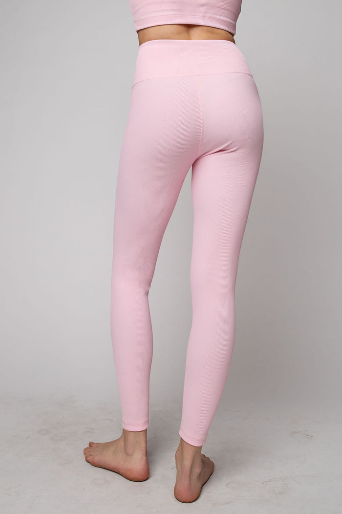 Pink Ribbed Leggings