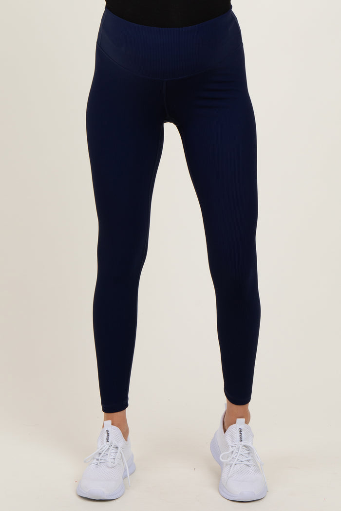 Navy Ribbed Maternity Leggings