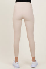 Cream Ribbed Maternity Leggings