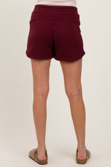 Burgundy Terry Maternity Shorts
