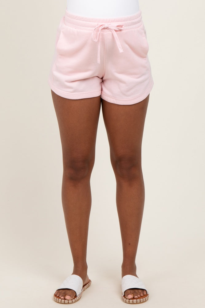 Light Pink Terry Maternity Shorts