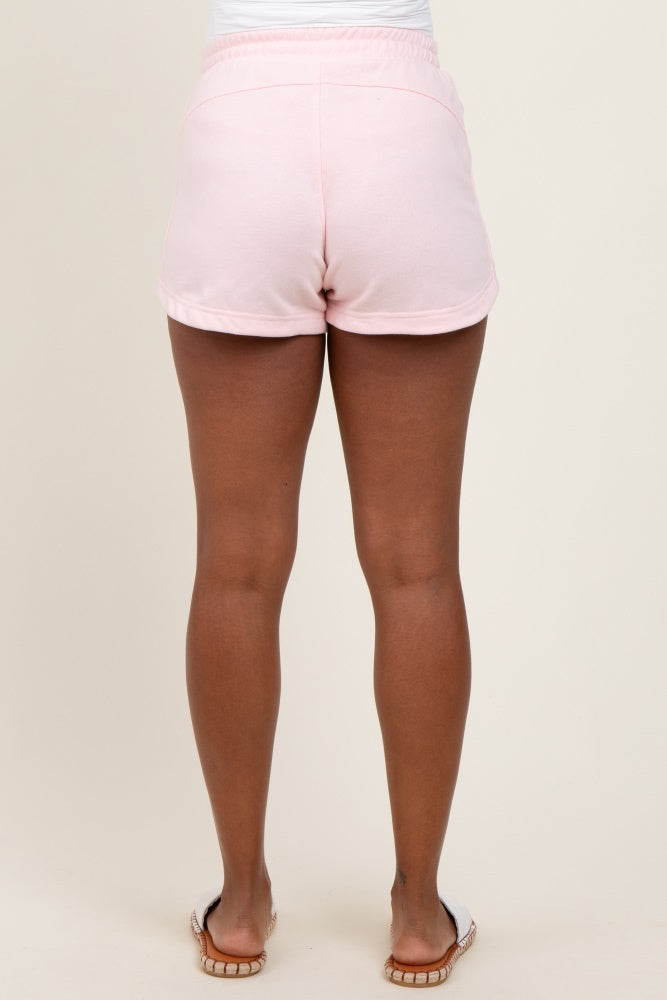 Light Pink Terry Maternity Shorts