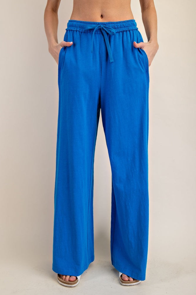 Royal Blue Drawstring Wide Leg Lounge Pant