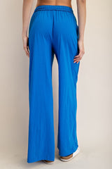 Royal Blue Drawstring Wide Leg Lounge Pant