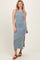 Teal Solid Ribbed Sleeveless Slit Maxi Dress