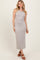Beige Solid Ribbed Sleeveless Slit Maxi Dress