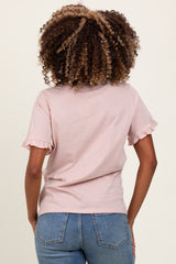 Pink Ruffle Trim Short Sleeve Maternity T-Shirt