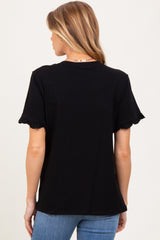 Black Ruffle Trim Short Sleeve Maternity T-Shirt