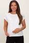 White Linen Blend Maternity Short Sleeve Tee
