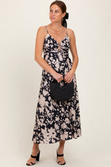 Black Floral Keyhole Detail Maxi Dress