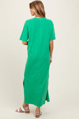 Green Short Sleeve Knit T-Shirt Maternity Maxi Dress
