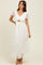 Cream Embroidered Lace Cutout Midi Dress