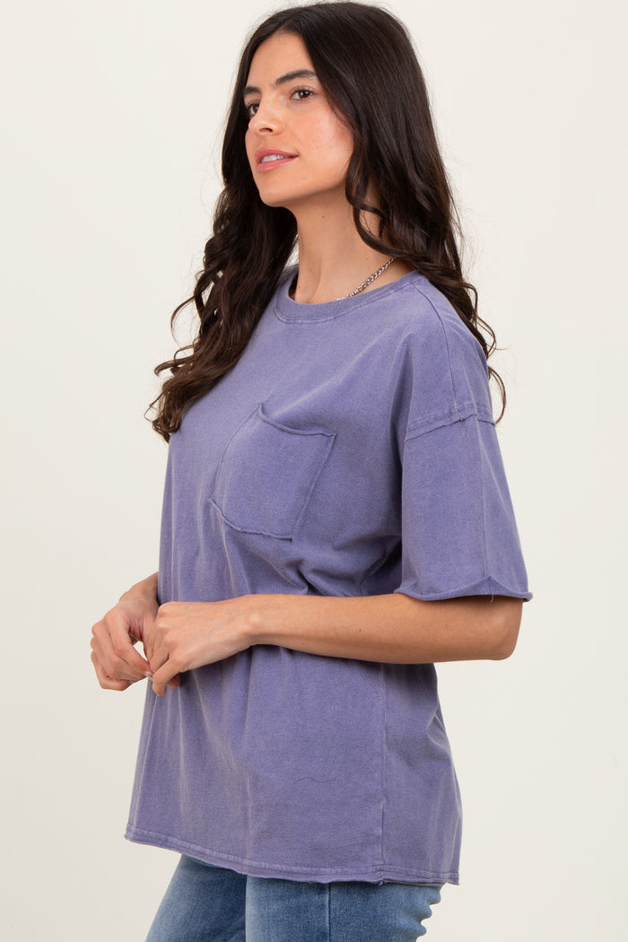 Lavender Short Sleeve Front Pocket Tunic Top