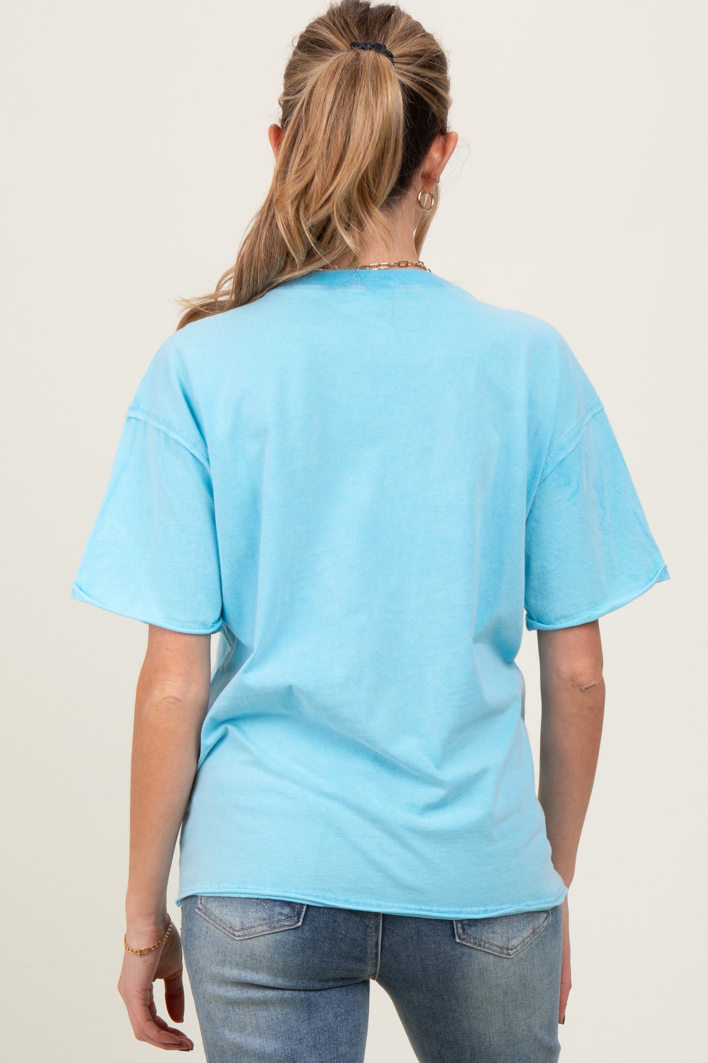 Aqua Short Sleeve Front Pocket Tunic Maternity Top
