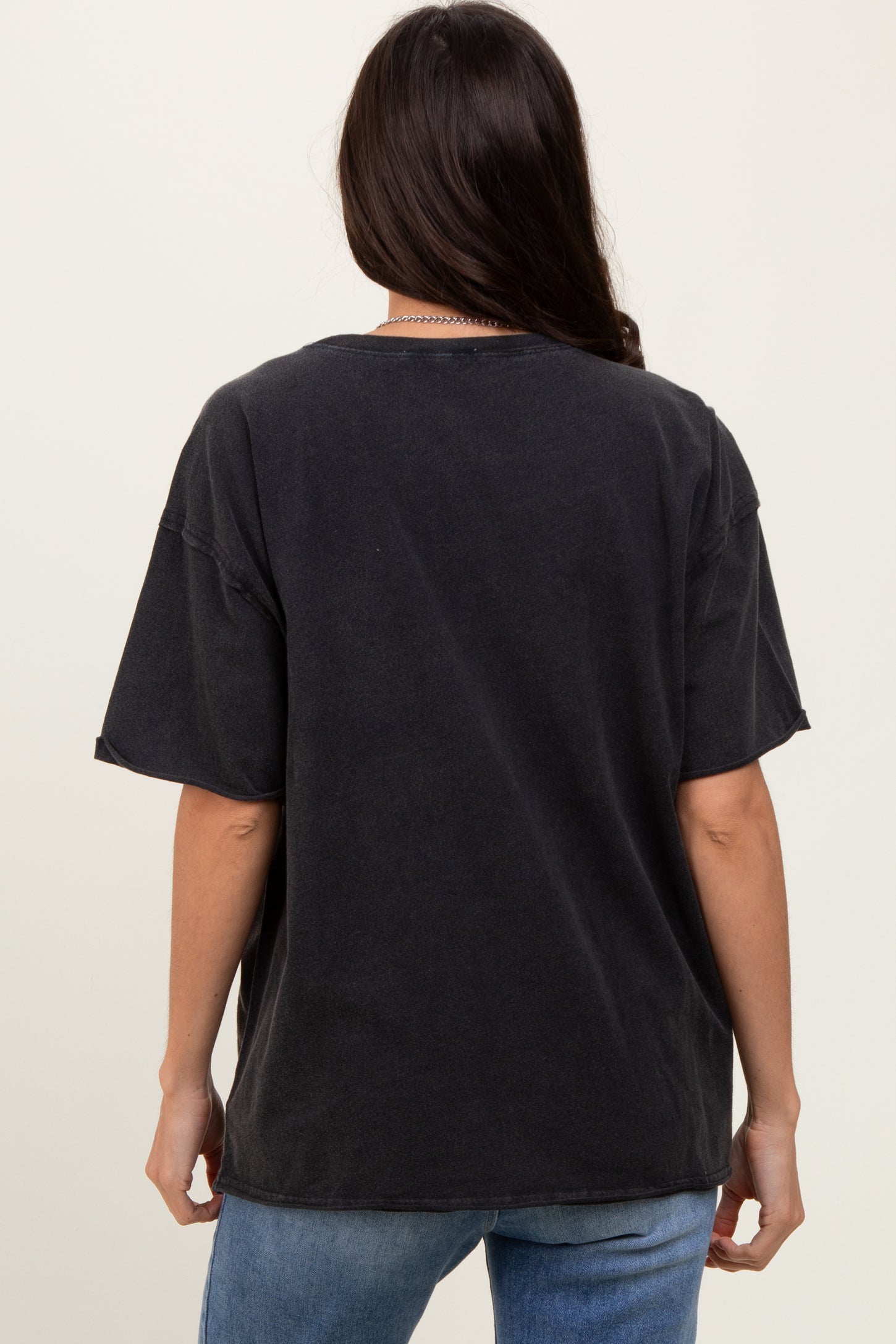 Black Short Sleeve Front Pocket Tunic Top