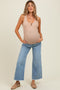 Blue Fringe Hem Ankle Wide Leg Maternity Jeans